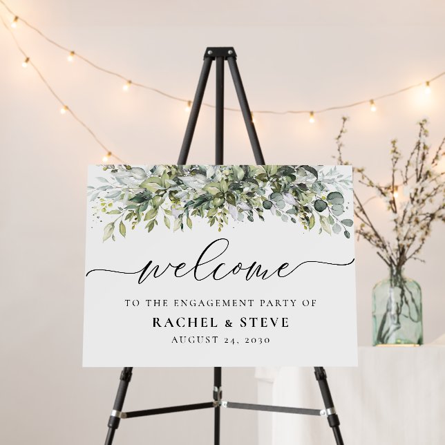 Greenery Engagement Foam Boards, Welcome Sign (In Situ (Stand))