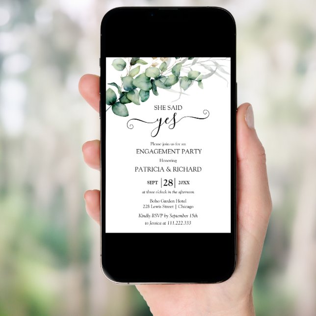 Greenery Engagement Party Invitation (Front Digital)