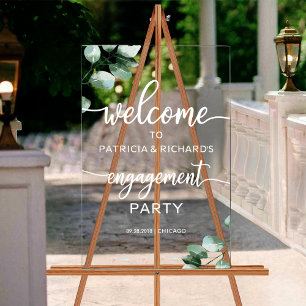 Greenery Engagement Party Welcome Acrylic Sign