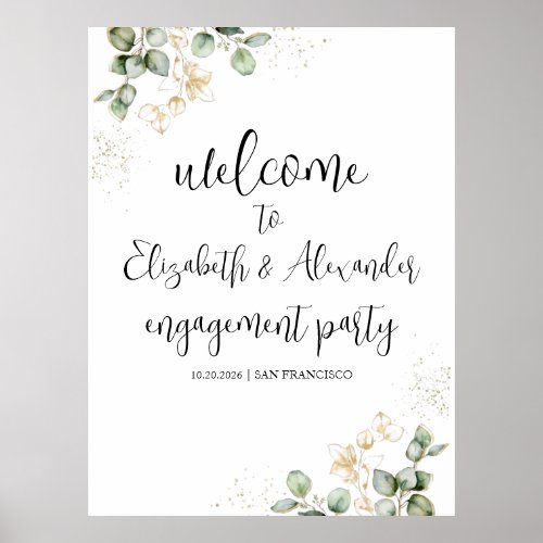 Greenery Engagement Party Welcome Sign Foam Board
