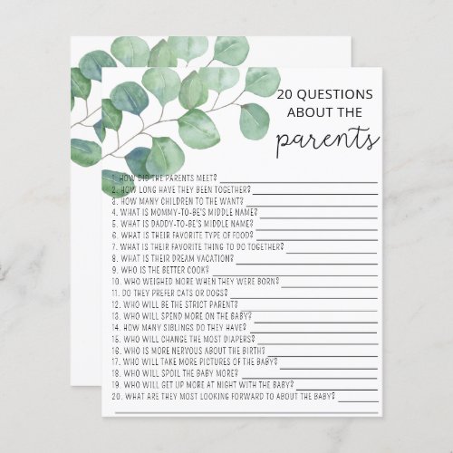 Greenery Eucalyptus 20 Questions about the Parents