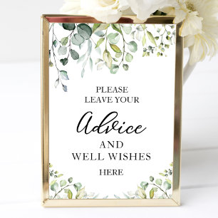 Greenery Eucalyptus Advice And Well Wishes Sign