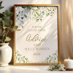 Greenery Eucalyptus Advice And Well Wishes Sign<br><div class="desc">Enhance your bridal shower decor with this elegant calligraphy Advice Cards sign adorned with greenery leaves. Matching how many advice cards are available as well. Check the collection for more beautifully coordinated items. If you need customization assistance or can't find a specific item, please feel free to reach out via...</div>