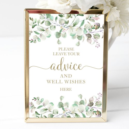 Greenery Eucalyptus Advice And Well Wishes Sign