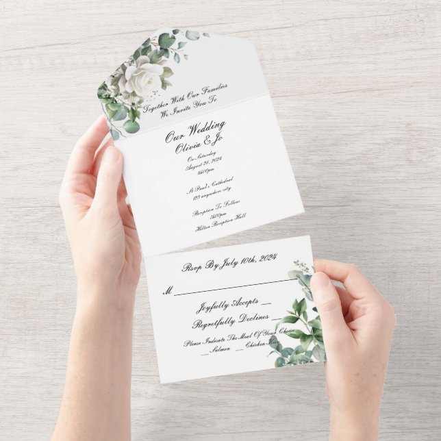 GREENERY EUCALYPTUS ALL IN ONE WEDDING INVITATION (Tearaway)