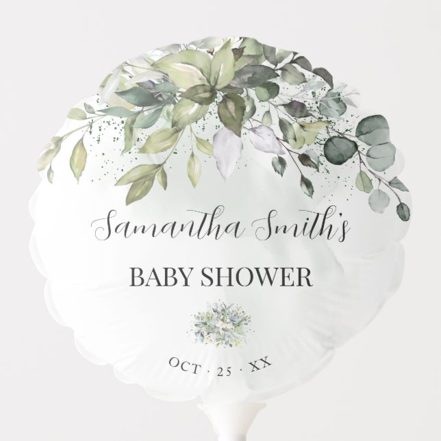 Greenery Eucalyptus Baby Shower Balloon (Front)