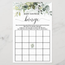 Greenery Eucalyptus Baby Shower Bingo Game card Flyer