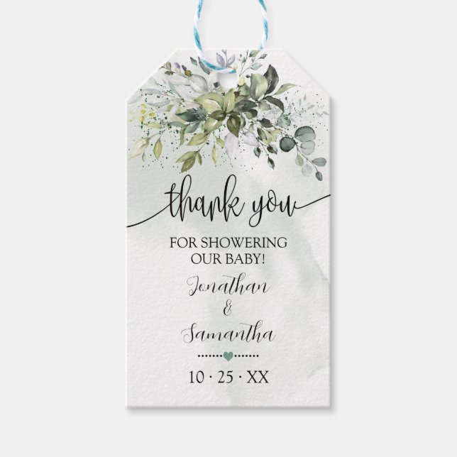 Greenery Eucalyptus Baby Shower Favor Tag (Front)