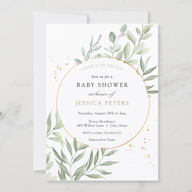 Greenery Eucalyptus Baby Shower Invitation Zazzle