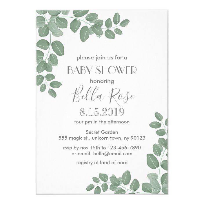 eucalyptus baby shower invitation