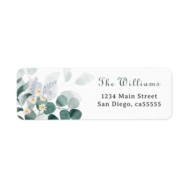 Greenery  eucalyptus baby shower label (Front)