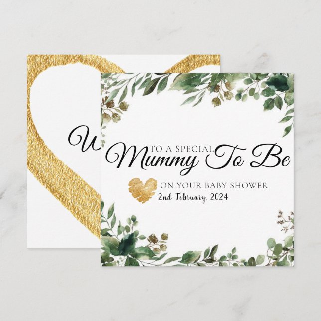 Greenery Eucalyptus Baby Shower Mummy to be card (Front/Back)