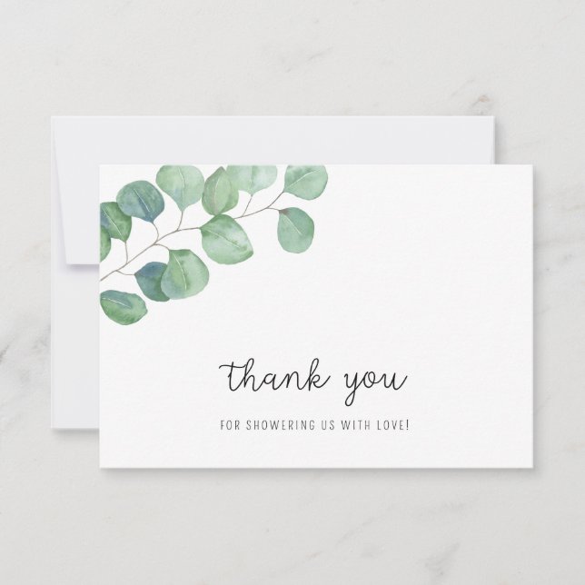 Greenery Eucalyptus - baby shower thank you  Card (Front)