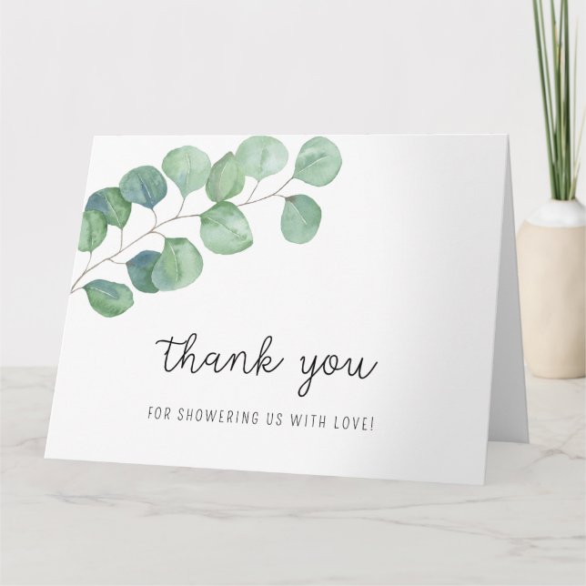 Greenery Eucalyptus - baby shower thank you  Card (Front)