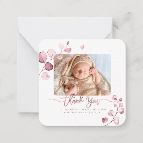 Greenery Eucalyptus Baby Shower Thank You Note Card
