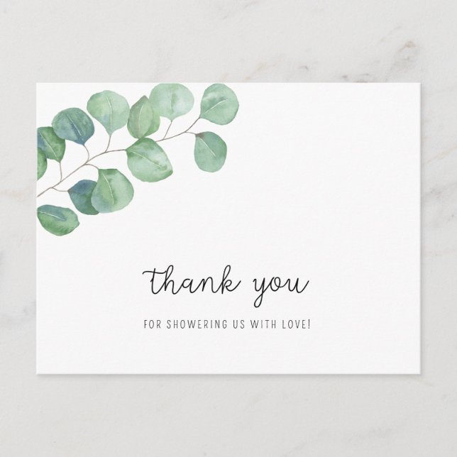 Greenery Eucalyptus - baby shower thank you  Postcard (Front)