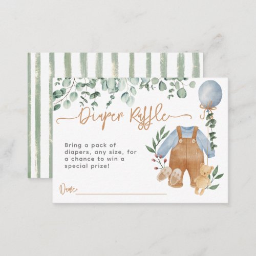 Greenery eucalyptus bearly wait Baby Shower Diaper Enclosure Card