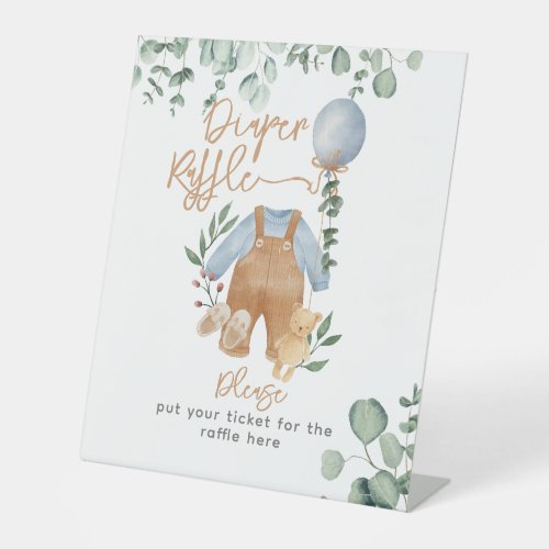 Greenery eucalyptus bearly wait Baby Shower Diaper Pedestal Sign