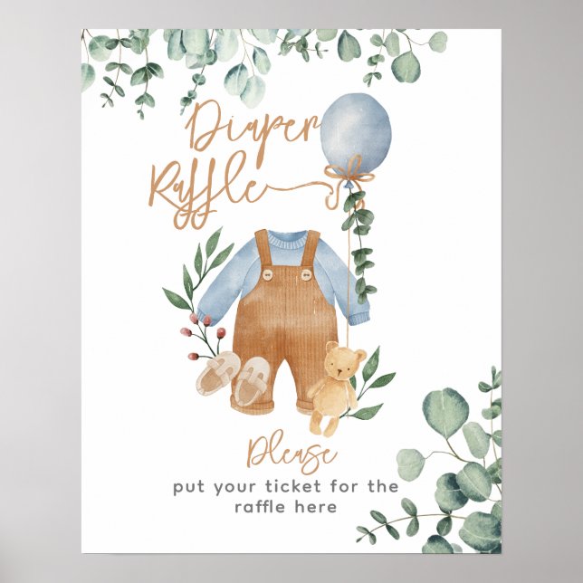 Greenery eucalyptus bearly wait Baby Shower Diaper Poster (Front)