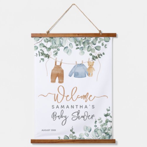Greenery eucalyptus Bearly wait Baby Shower Welcom Hanging Tapestry
