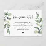 Greenery Eucalyptus, Black Font, Honeymoon Wish En Enclosure Card<br><div class="desc">This is the Modern casual Greenery eucalyptus,   in Black ink,  Script minimalism,  typeface font,  Wedding Enclosure Card. You can change the font colours,  and add your wedding details in the matching font / lettering.</div>