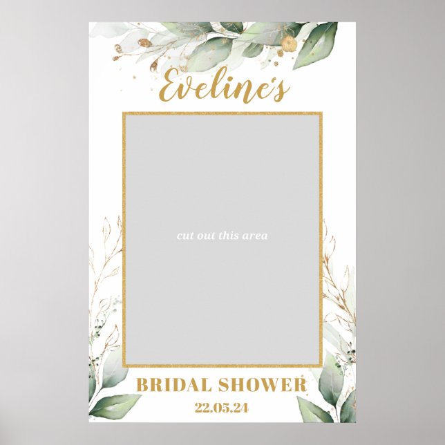 Greenery Eucalyptus boho bridal shower photo prop Poster (Front)