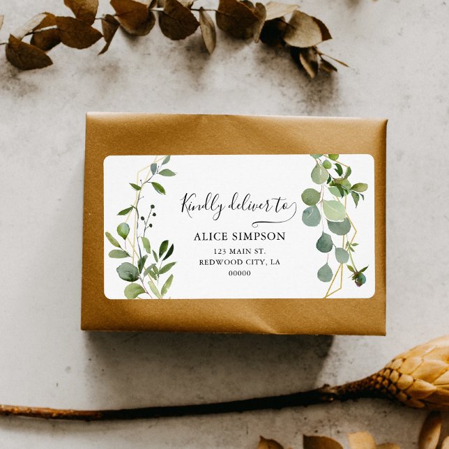 Greenery Eucalyptus Boho Calligraphy Address Label (Creator Uploaded)