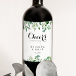 Greenery Eucalyptus Botanical Cheers Wedding Wine Label<br><div class="desc">These greenery eucalyptus botanical cheers wedding wine labels are perfect for a rustic wedding. The design features hand-painted artistic beautiful eucalyptus green leaves, assembled into neat bouquets to embellish your event. Make the wine bottle stickers your own by including your names and the date of your event. These labels can...</div>
