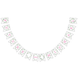 Greenery Eucalyptus Botanical Custom Bridal Shower Bunting Flags