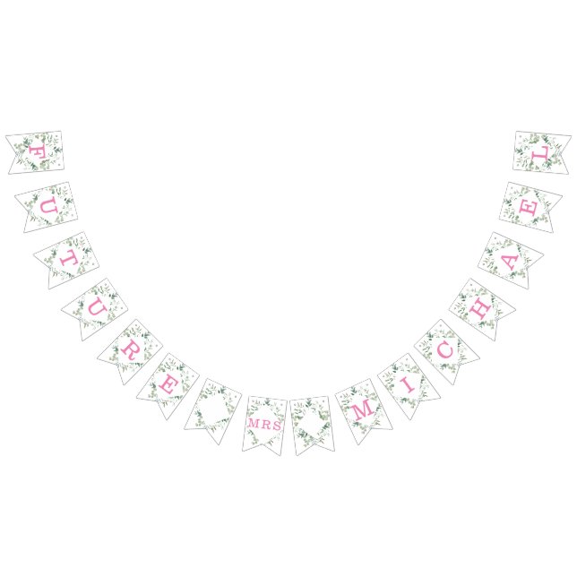 Greenery Eucalyptus Botanical Custom Bridal Shower Bunting Flags (All)