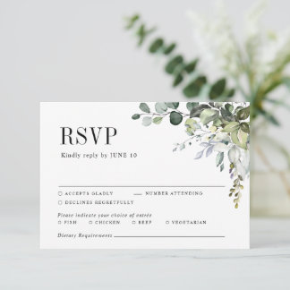 Greenery Eucalyptus Botanical Elegant Wedding  RSVP Card