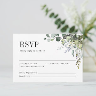 Greenery Eucalyptus Botanical Elegant Wedding RSVP Card