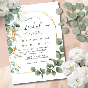 Greenery Eucalyptus Botanical Leaves Bridal Shower Invitation