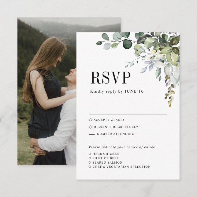 Greenery Eucalyptus Botanical Meal Choice Wedding  RSVP Card (Front/Back)