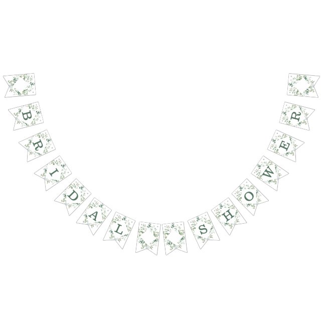 Greenery Eucalyptus Botanical Modern Bridal Shower Bunting Flags (All)