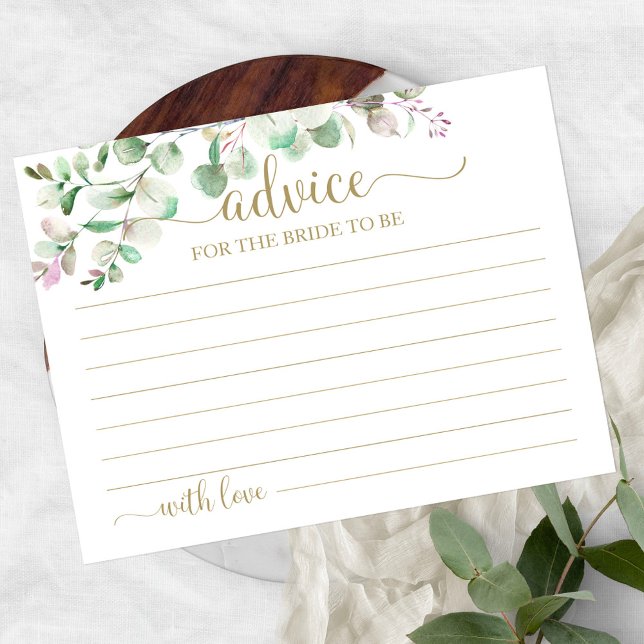 Greenery Eucalyptus Bridal Shower Advice Cards (Creator Uploaded)