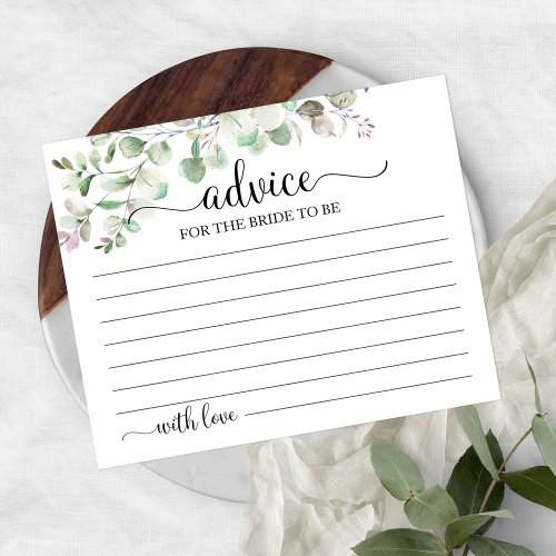 Greenery Eucalyptus Bridal Shower Advice Cards