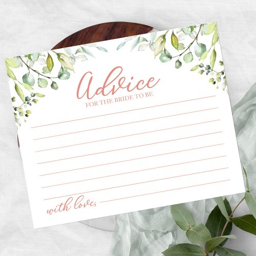 Greenery Eucalyptus Bridal Shower Advice Cards