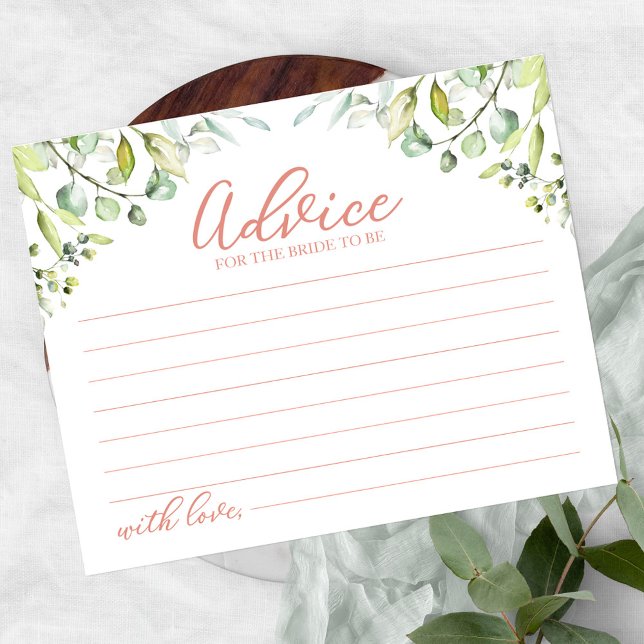Greenery Eucalyptus Bridal Shower Advice Cards (Creator Uploaded)