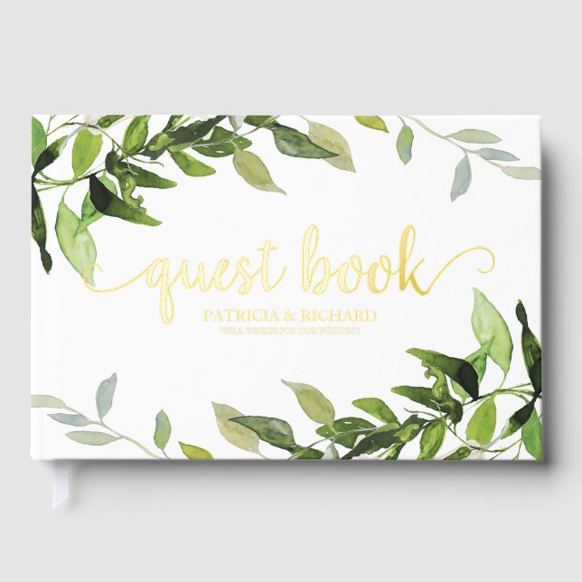 Greenery Eucalyptus Bridal Shower Foil Guest Book (Front)