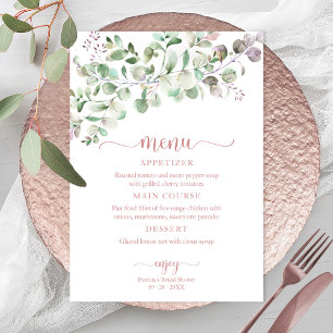 Greenery Eucalyptus Bridal Shower Menu Invitation