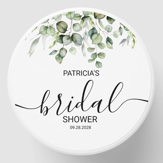 Greenery Eucalyptus Bridal Shower Mini Candle Favors (Front)