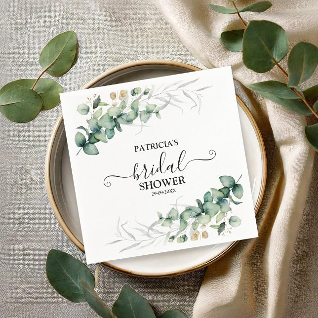 Greenery Eucalyptus Bridal Shower Napkins (Creator Uploaded)
