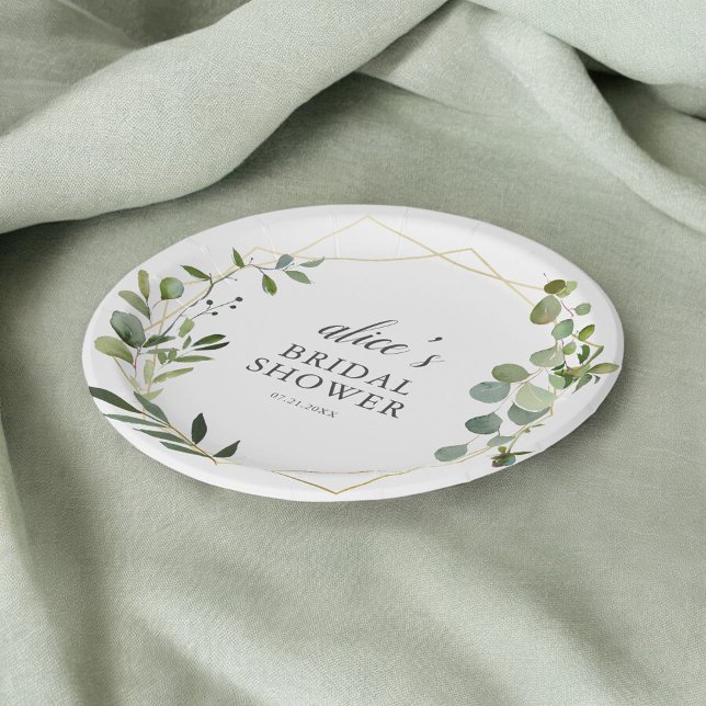Greenery Eucalyptus Bridal Shower Paper Plate (Creator Uploaded)