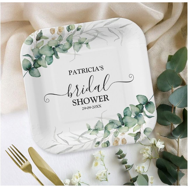 Greenery Eucalyptus Bridal Shower Paper Plates (Creator Uploaded)