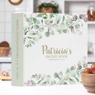 Greenery Eucalyptus Bridal Shower Recipe Book 3 Ri Ring Binder