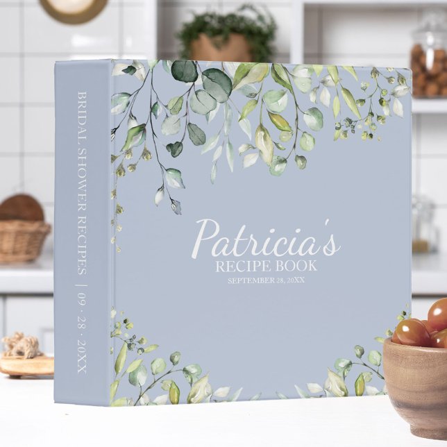 Greenery Eucalyptus Bridal Shower Recipe Book 3 Ring Binder (Creator Uploaded)