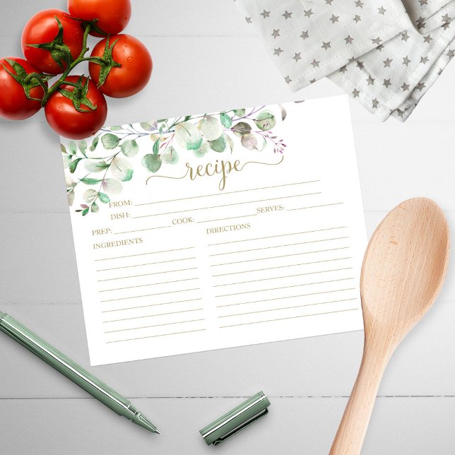 Greenery Eucalyptus Bridal Shower Recipe Cards (Creator Uploaded)