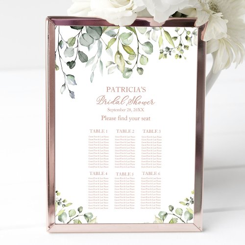 Greenery Eucalyptus Bridal Shower Seating Chart