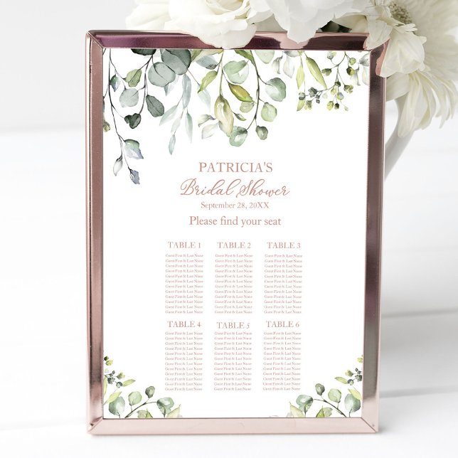 Greenery Eucalyptus Bridal Shower Seating Chart (Creator Uploaded)